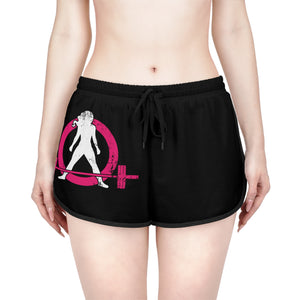 Women's Relaxed Shorts (AOP) - Black Shorts - Color Distressed Logo