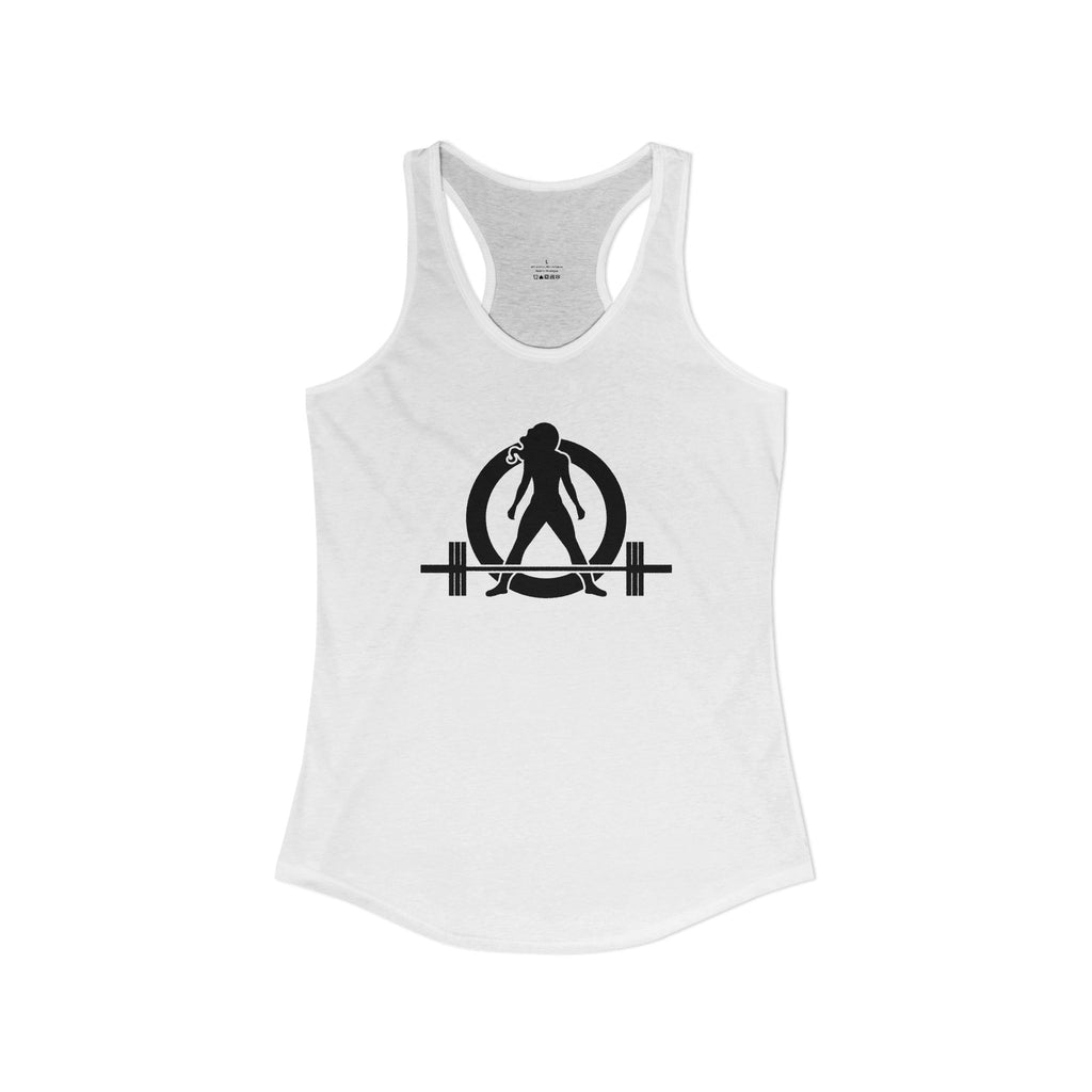 Lift Heavy - Run Fast - Racer Back Tank Top - Women's Ideal Racerback Tank (Black Front & Back Logo)