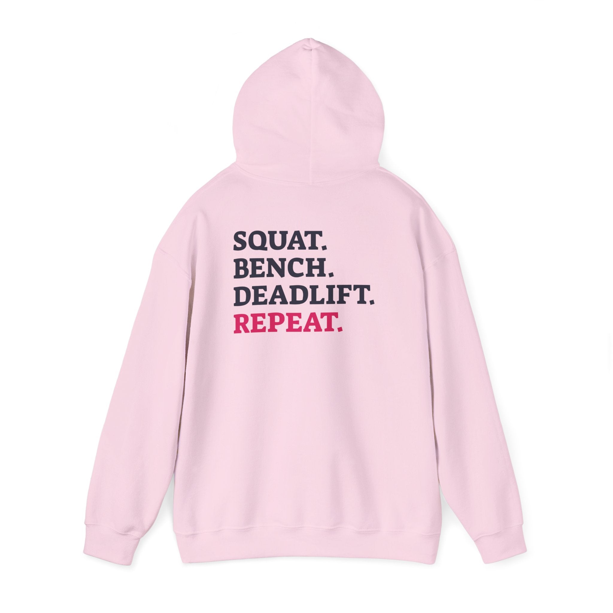 WWLW “Squat • Bench • Deadlift • Repeat” Hoodie - Black Logo Back