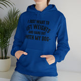 Lift Weights & Hang Out With My Dog  - Dark Logo  - Unisex Heavy Blend Hooded Sweatshirt