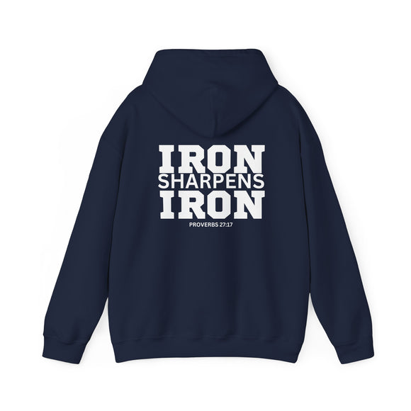 Iron Sharpens Iron - Unisex Heavy Blend Hooded Sweatshirt - White Print on Front & Back