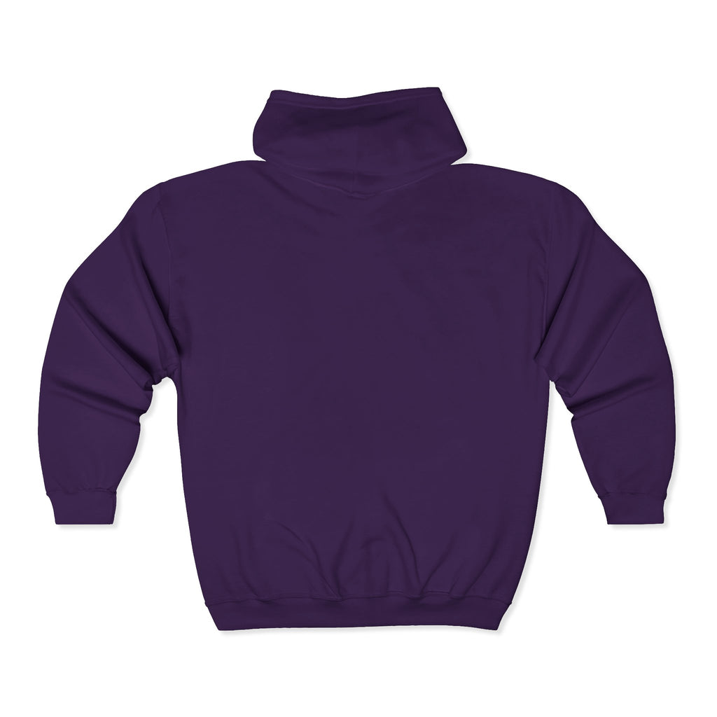 Unisex Heavy Blend™ Full Zip Hooded Sweatshirt - Distressed White Logo