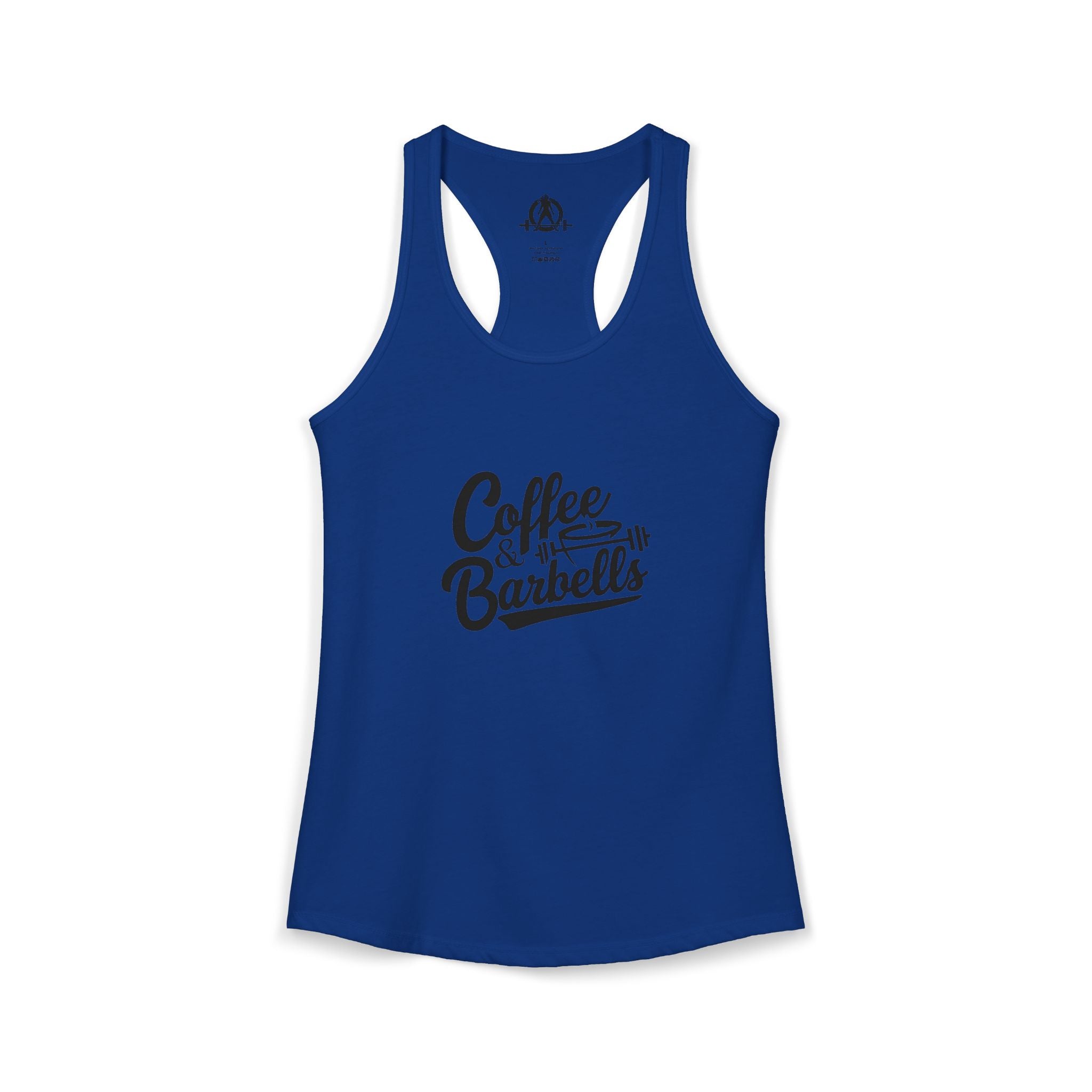 Coffee & Barbells - Women's Ideal Racerback Tank - Black Logo Plain Back