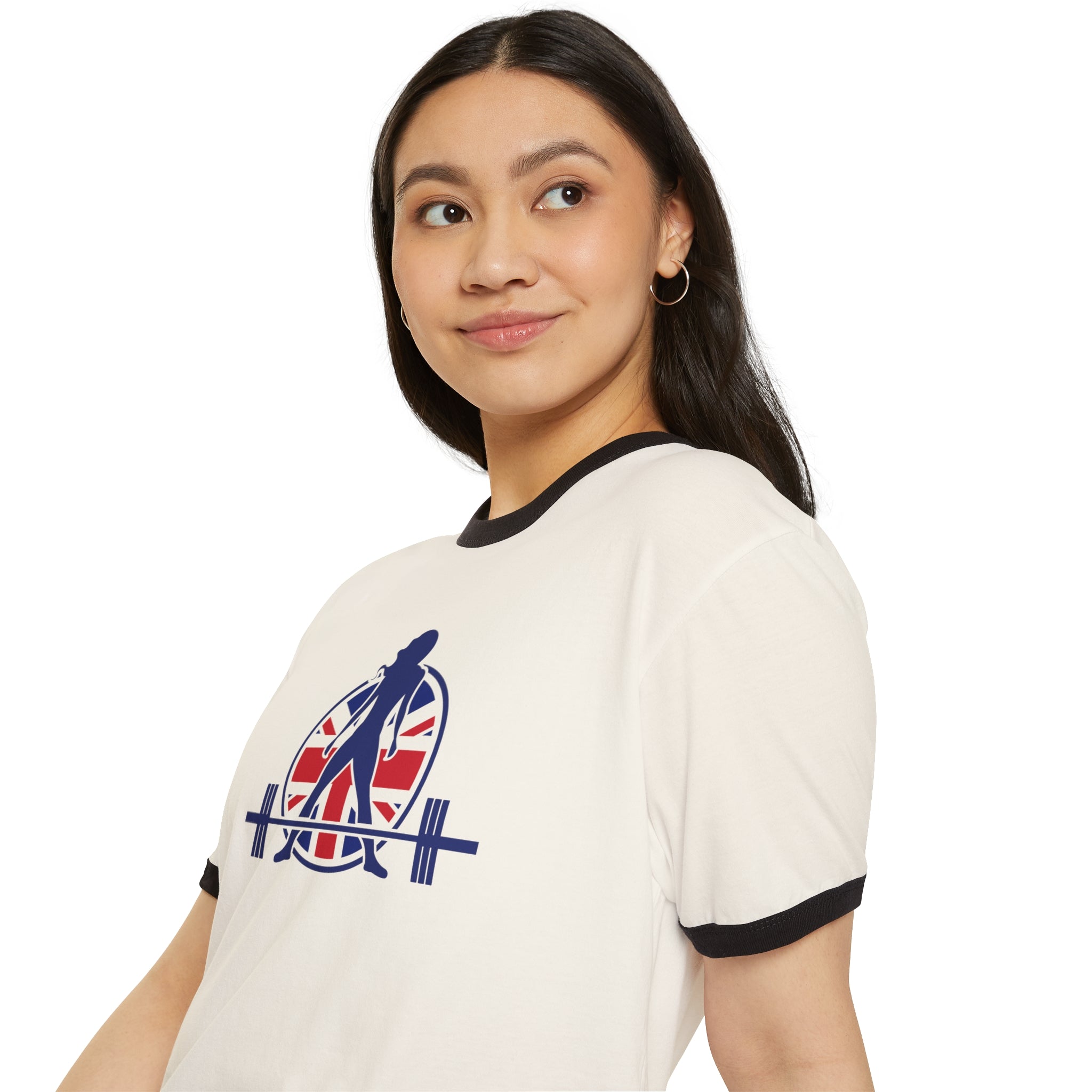 UK Collection - Unisex Cotton Ringer T-Shirt - Front Logo Front Plain Back
