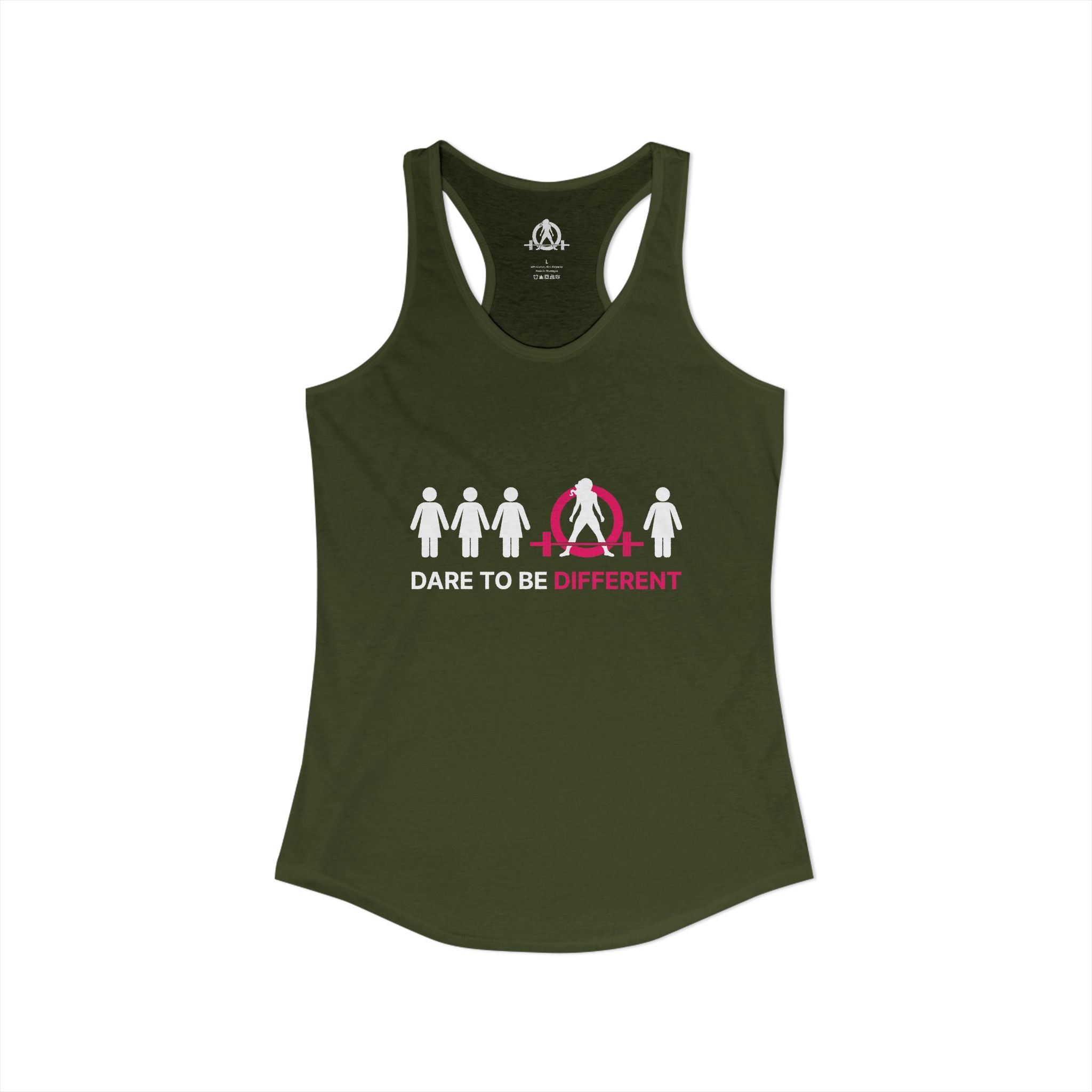 Dare To Be Different - Deadlift - Women's Ideal Racerback Tank - Front Logo
