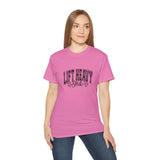 Lift Heavy Shit - Unisex Ultra Cotton Tee - Front Black Logo - Plain Back