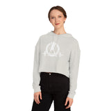 Women’s Cropped Hooded Sweatshirt - White Distressed Logo