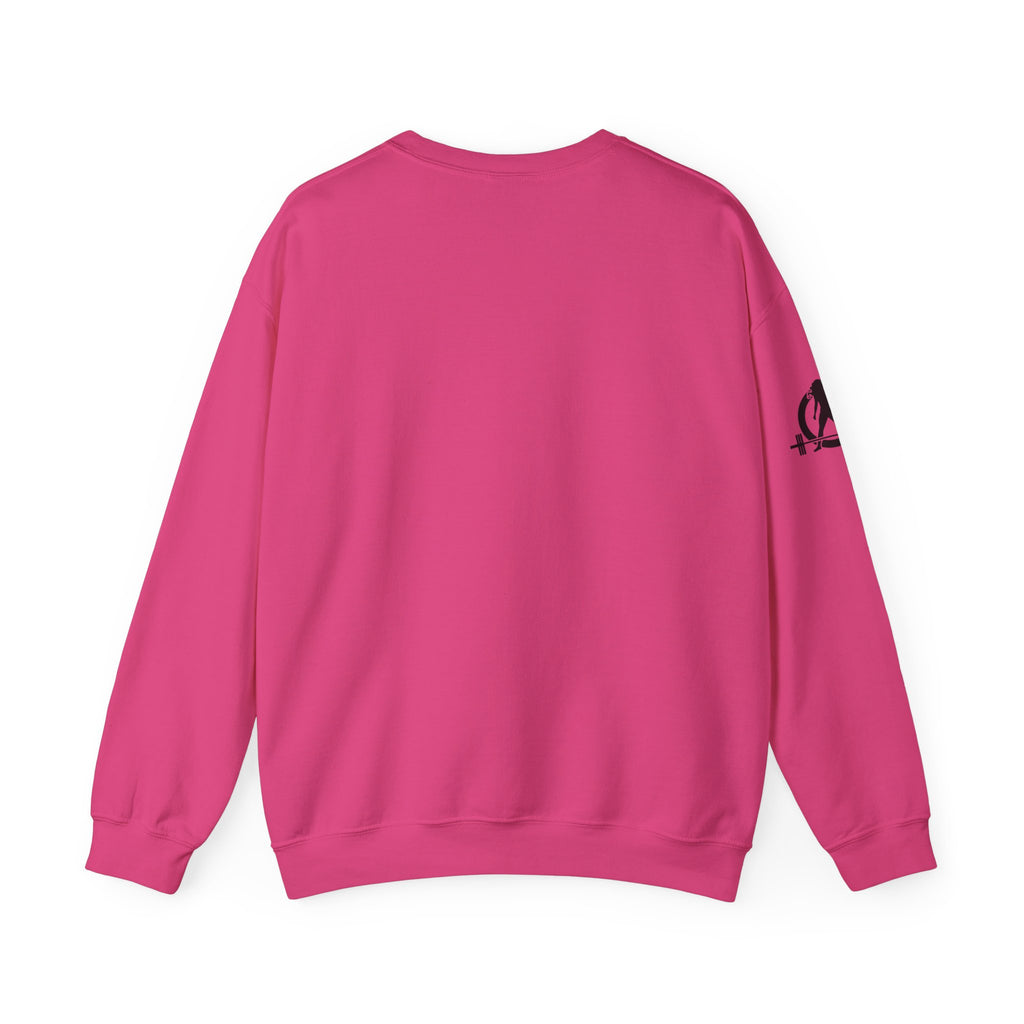 She is STRONG - Unisex Heavy Blend™ Crewneck Sweatshirt - Front Black Logo - Plain Back