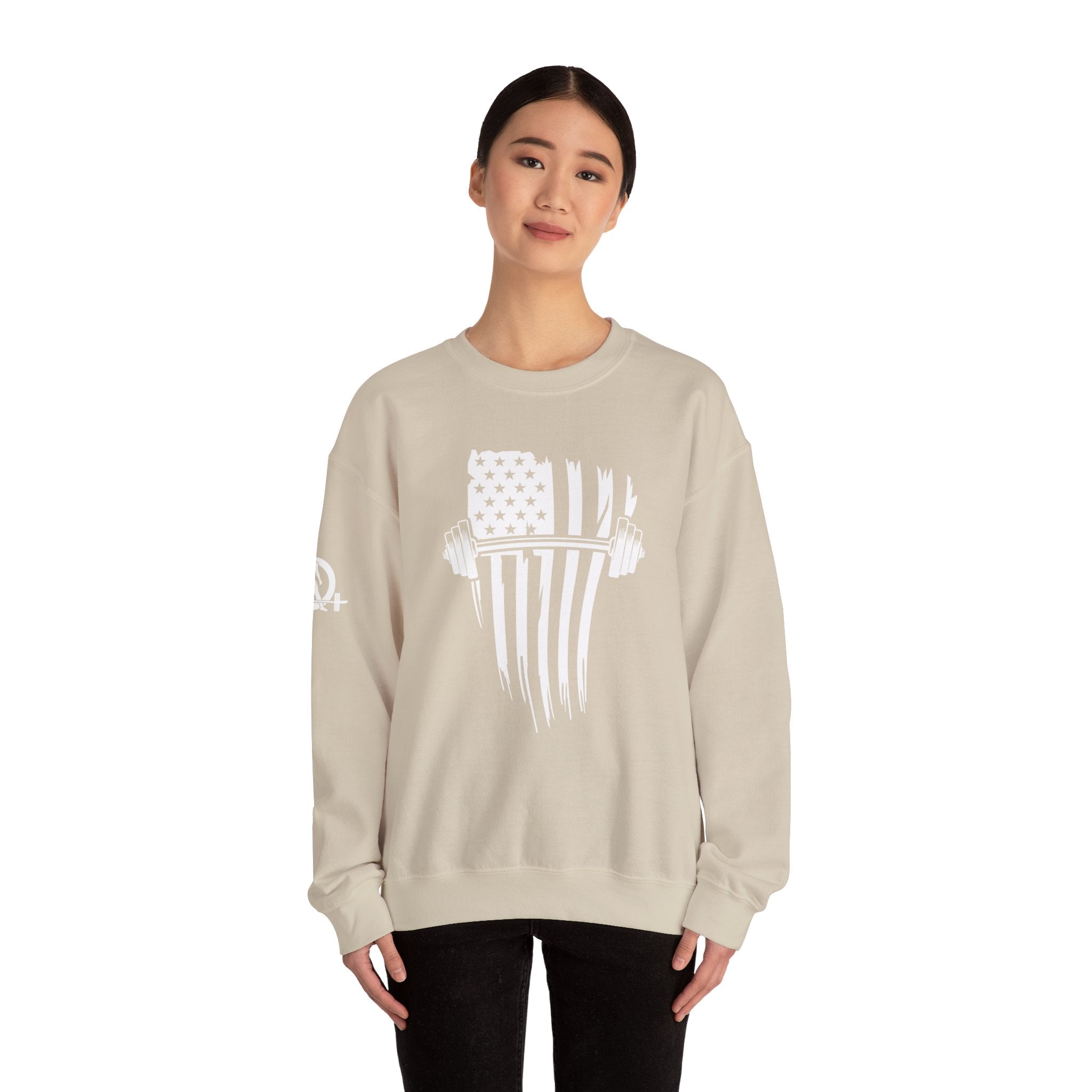 USA Barbell - Unisex Heavy Blend™ Crewneck Sweatshirt - White Logo
