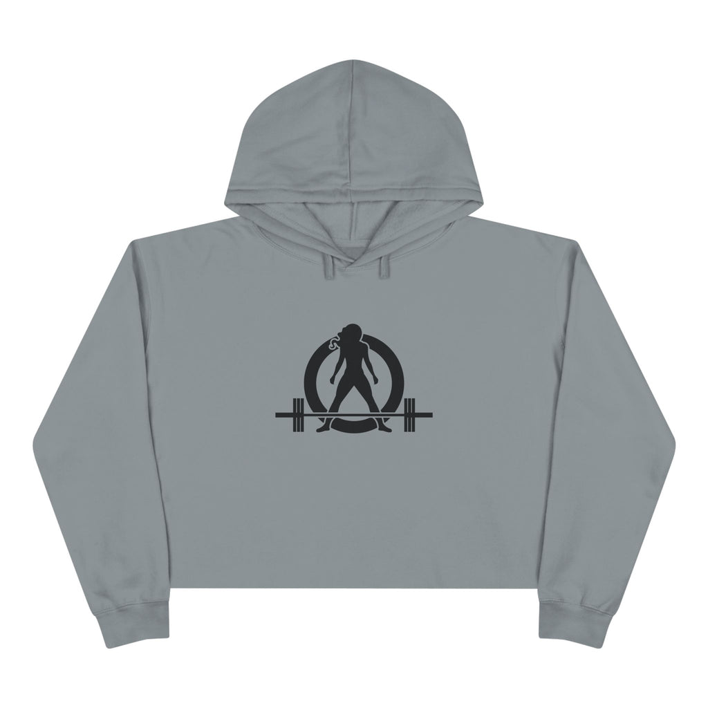 Empowered Crop Hoodie – For Strong Women Who Lift - Black Classic Logo