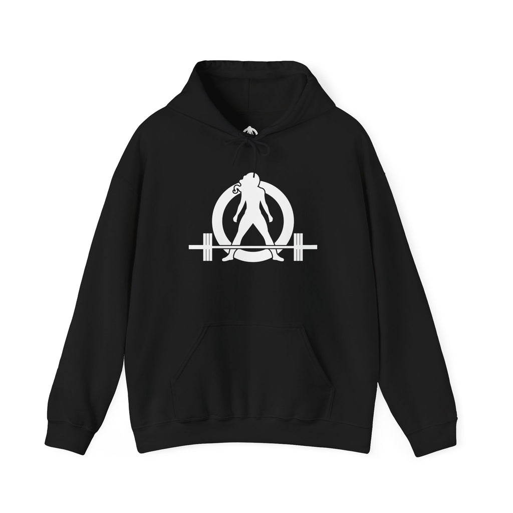 Lift Heavy Run Fast - Unisex Heavy Blend Hooded Sweatshirt - Front White & Back Logo