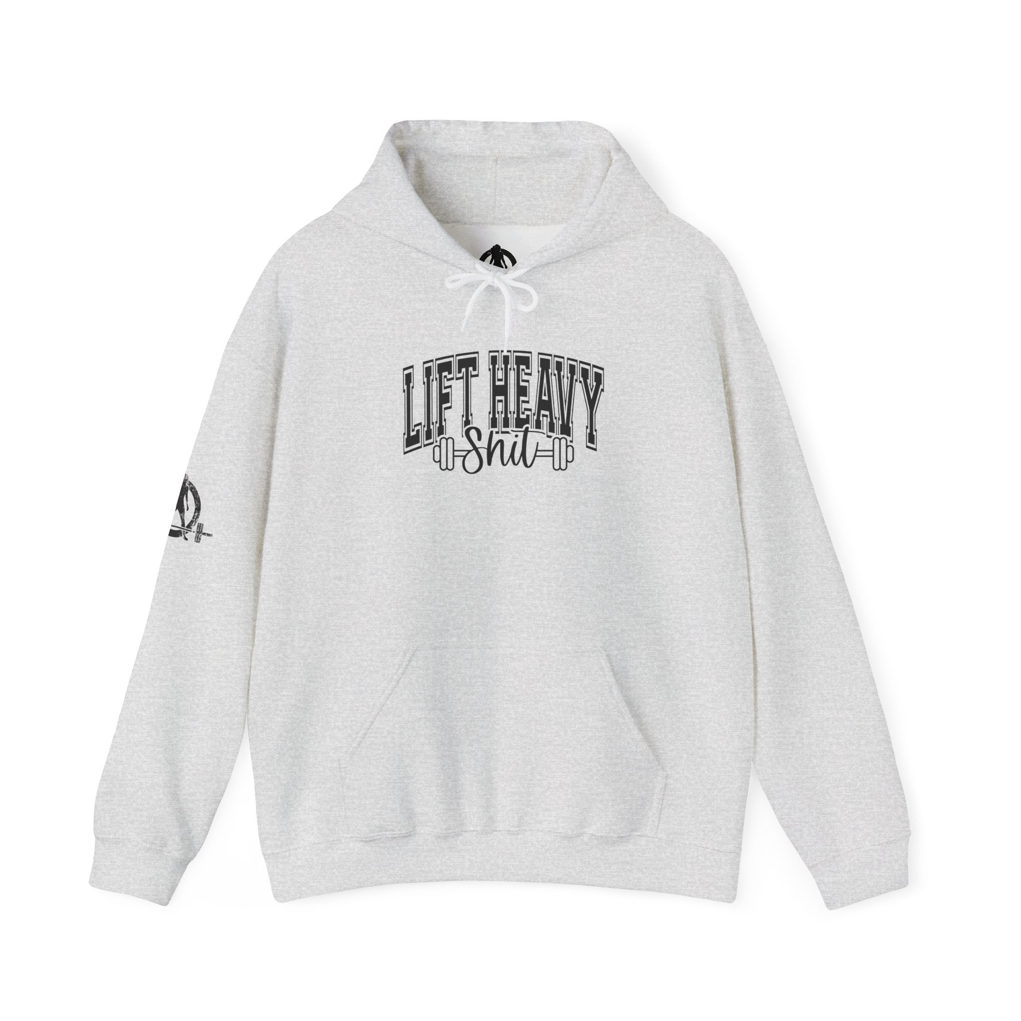 Lift Heavy Shit – Unisex Heavy Blend™ Hooded Sweatshirt (Black Logo Front & Sleeve) 🖤🏋️‍♂️🔥