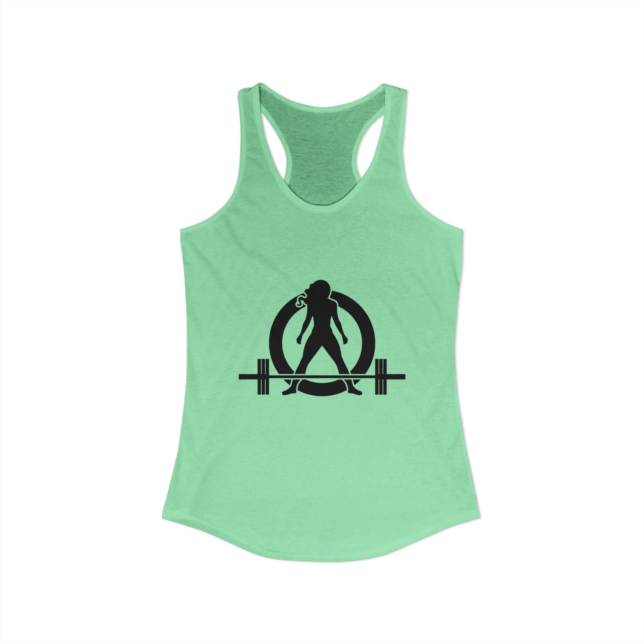 ALL I NEED IS Coffee and a barbell - Women's Ideal Racerback Tank - Dark Logo Front & Back