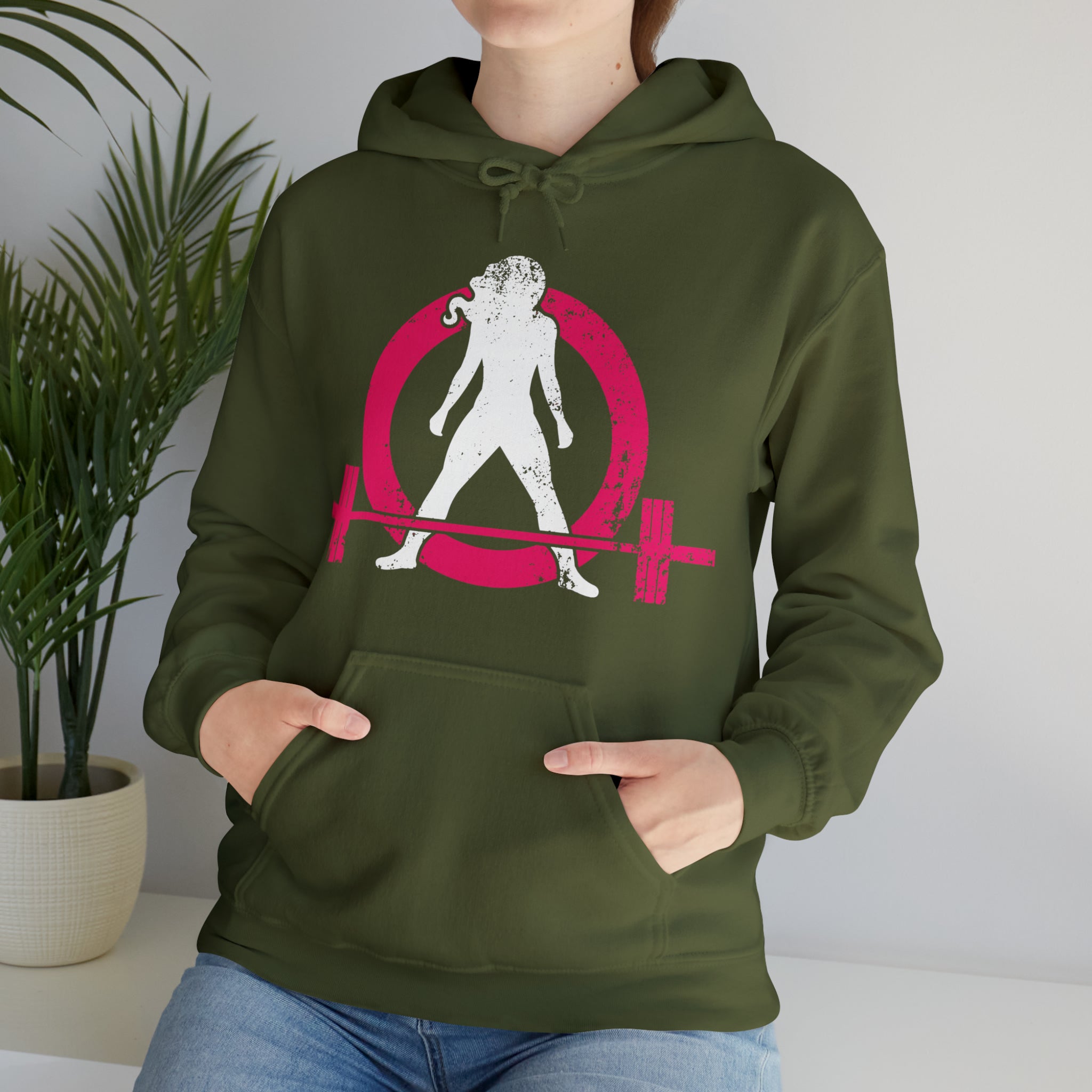 COFFEE and a Barbell - Unisex Heavy Blend Hooded Sweatshirt - Dark Logo