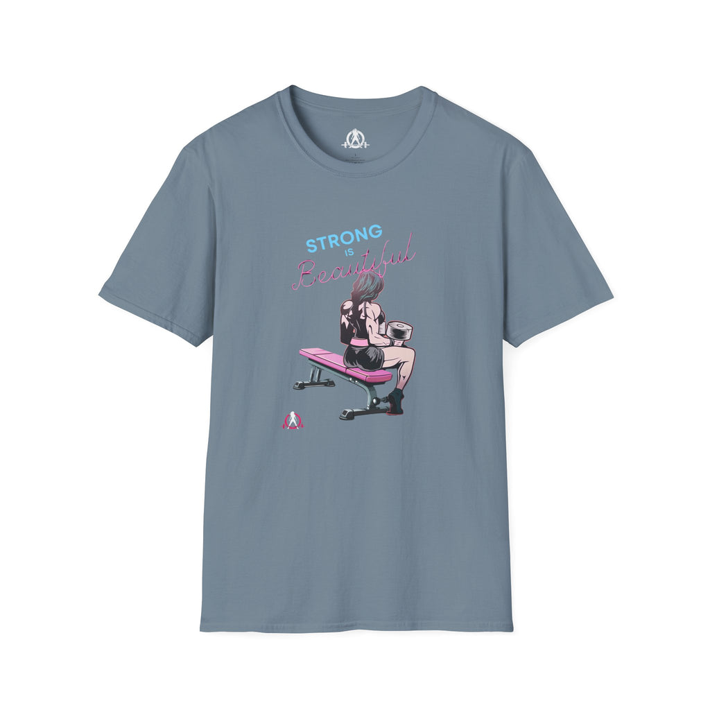 Strong Is Beautiful - Comic - Unisex Softstyle T-Shirt - White Print on Front Plain Back