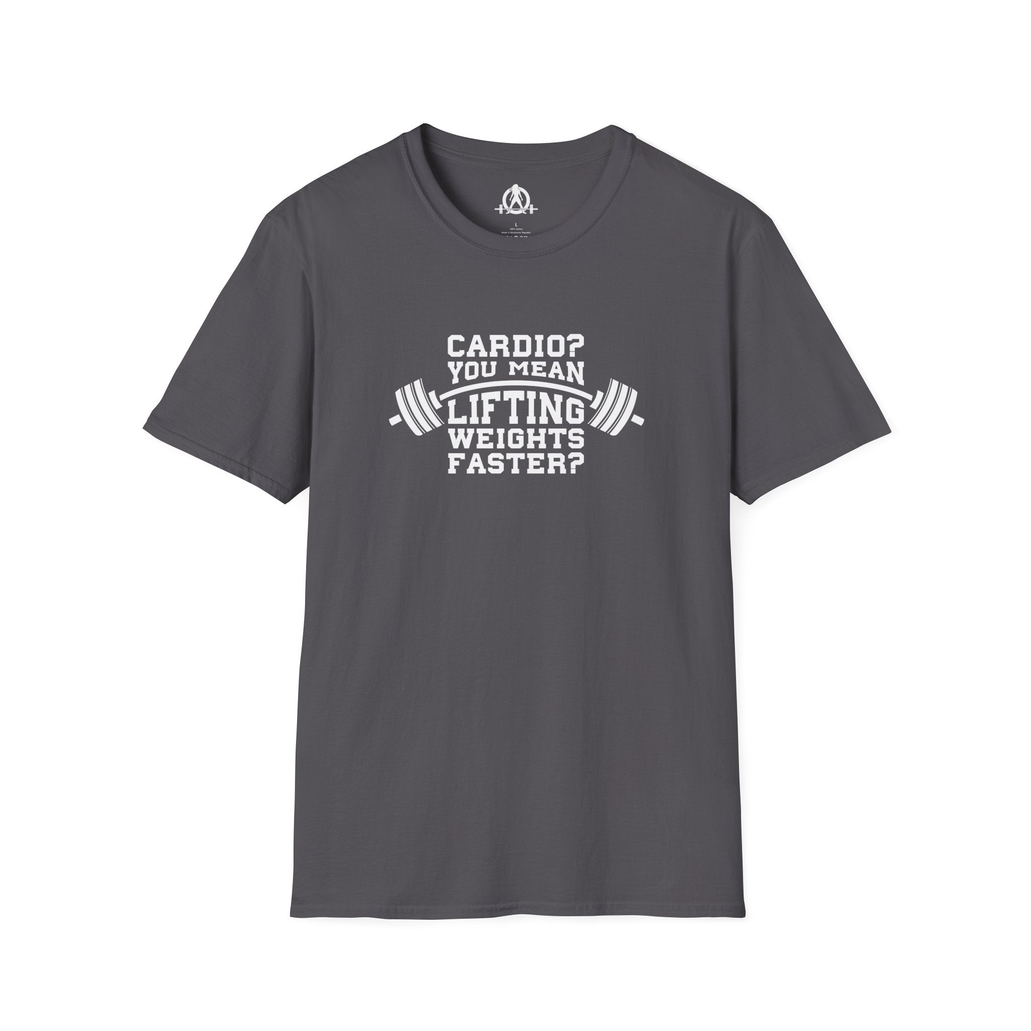 Cardio = Lift Weights Faster - Unisex Softstyle T-Shirt - Logo Front