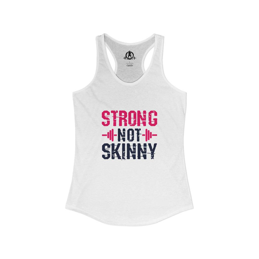 Strong Not Skinny - Color Distressed Logo - Women's Ideal Racerback Tank - Front & Back Print