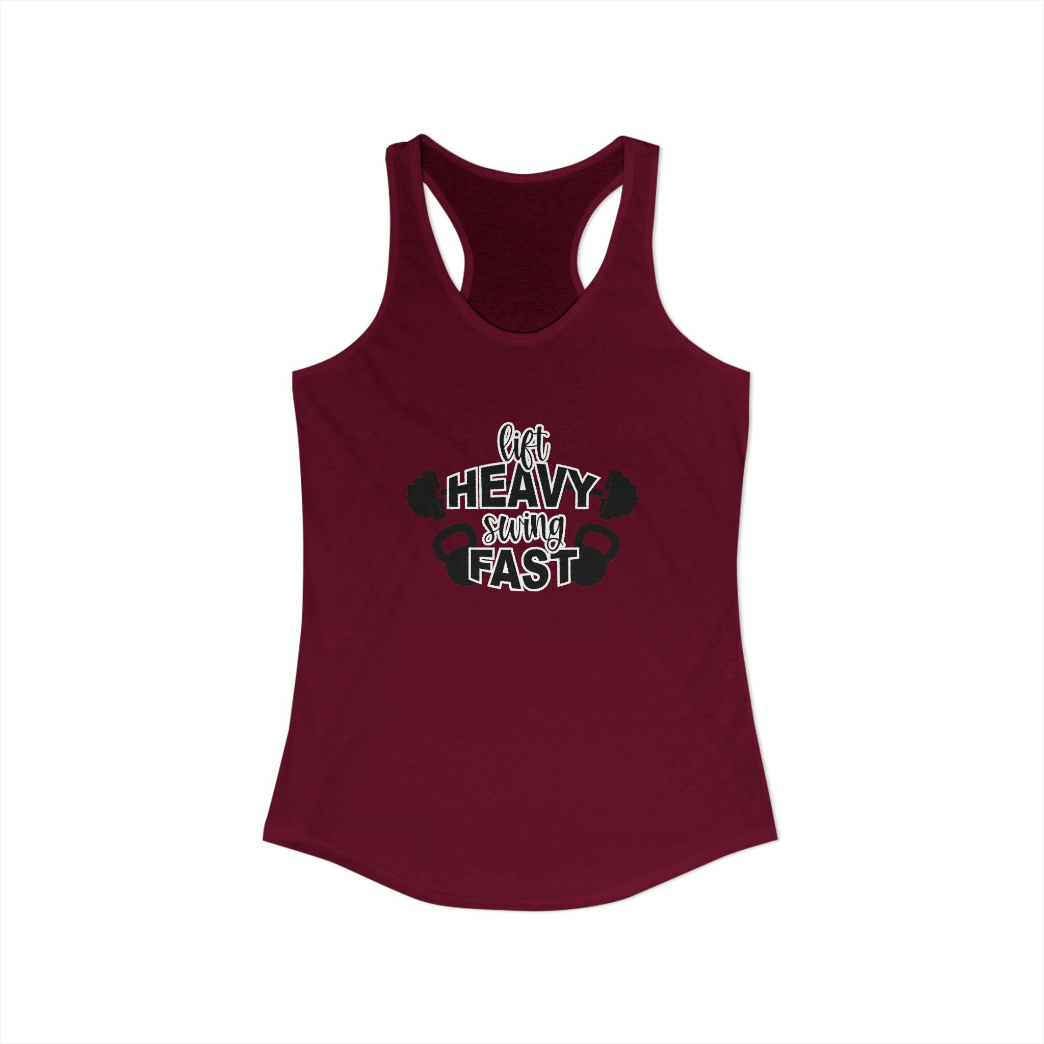 Lift Heavy Swing Fast - Women's Ideal Racerback Tank - Black Logo Front & Back