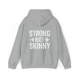 Strong Not Skinny - White Distressed Logo - Unisex Heavy Blend Hooded Sweatshirt