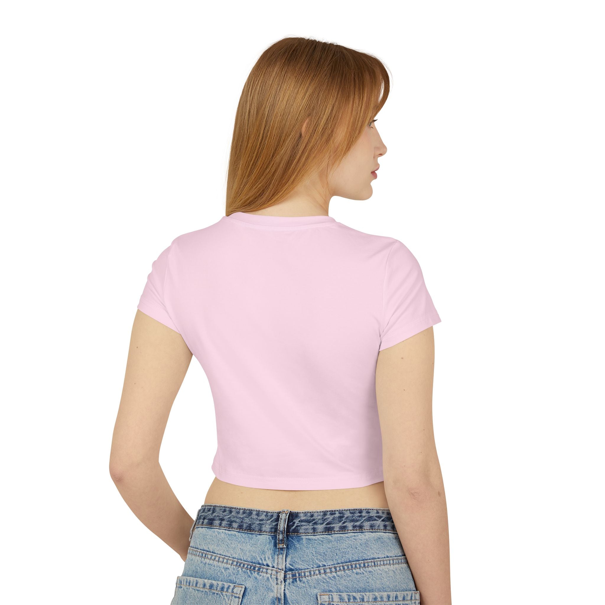 Women's Baby Tee - White Distressed Logo - Halloween Graveyard