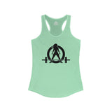 Lift Heavy - Run Fast - Racer Back Tank Top - Women's Ideal Racerback Tank (Black Front & Back Logo)