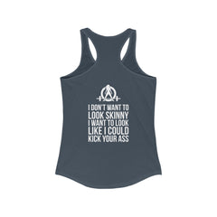 Kick Your Ass + WWLW - White Logo - Ideal Racerback Tank - V2