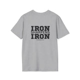 Iron Sharpens Iron - Unisex Softstyle T-Shirt - Black Logo Front & Back
