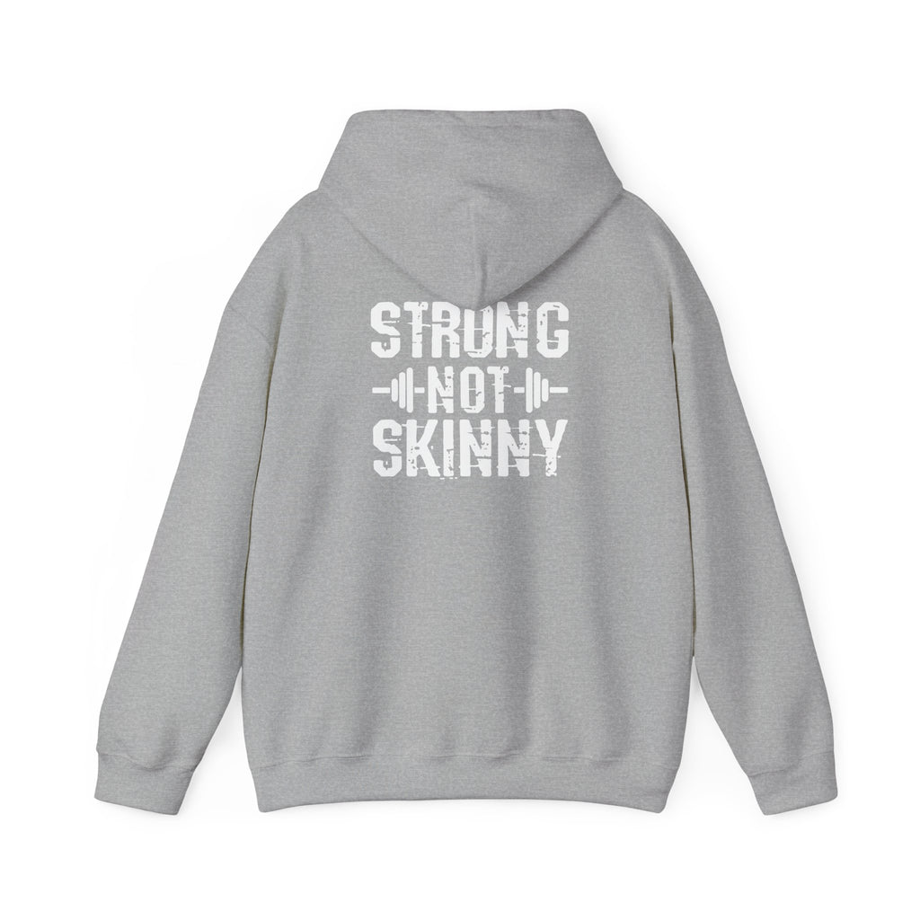 Strong Not Skinny - Unisex Heavy Blend Hooded Sweatshirt - White Distressed Logo