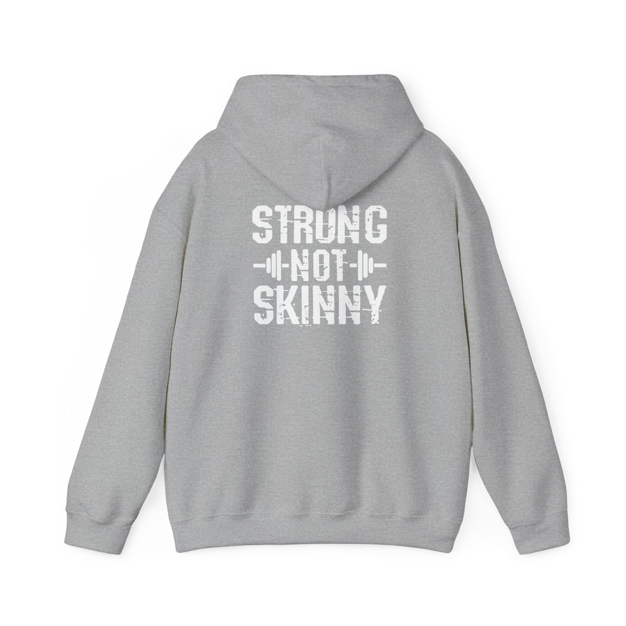 Strong Not Skinny - Unisex Heavy Blend Hooded Sweatshirt - White Distressed Logo
