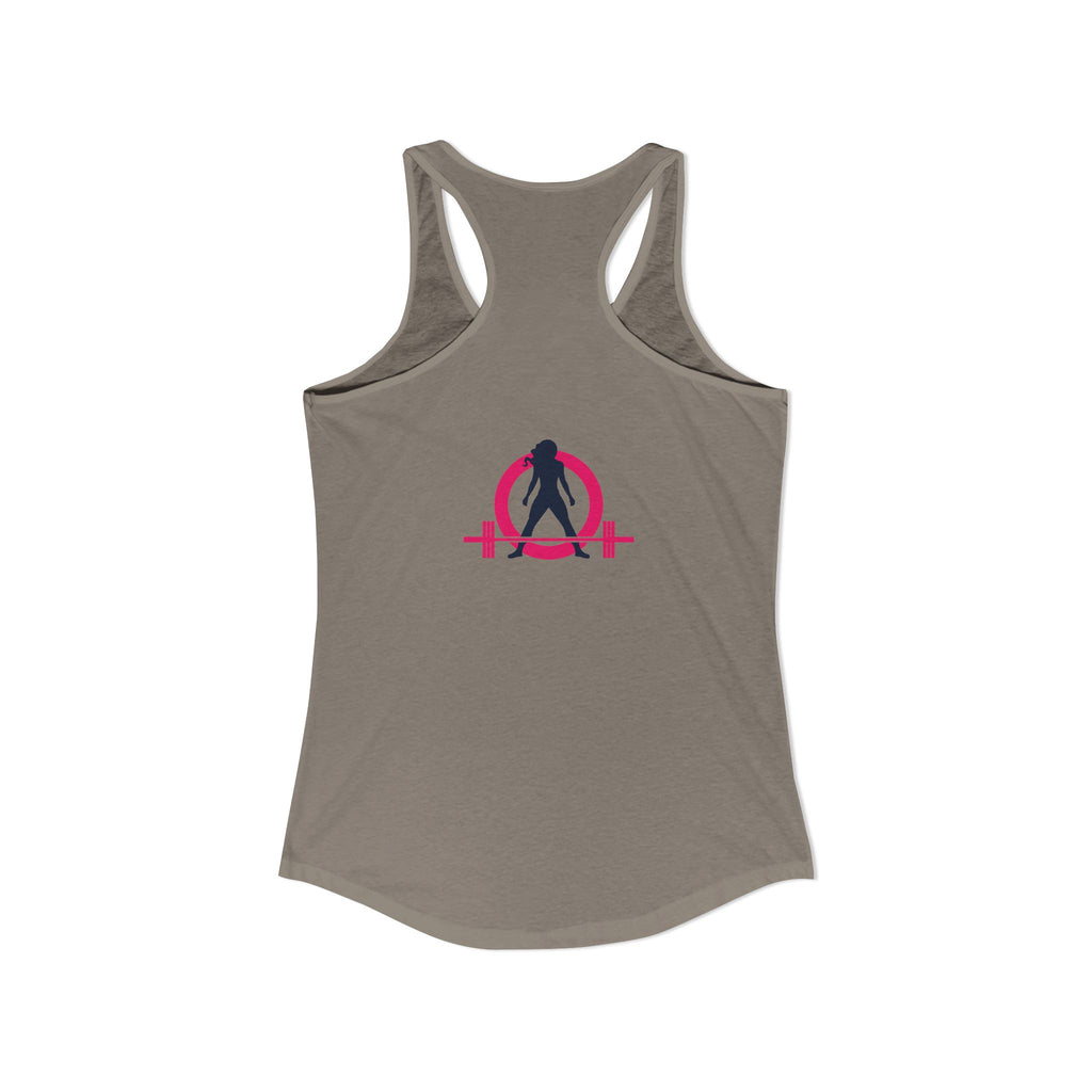 Strong Not Skinny - Color Distressed Logo - Women's Ideal Racerback Tank - Front & Back Print