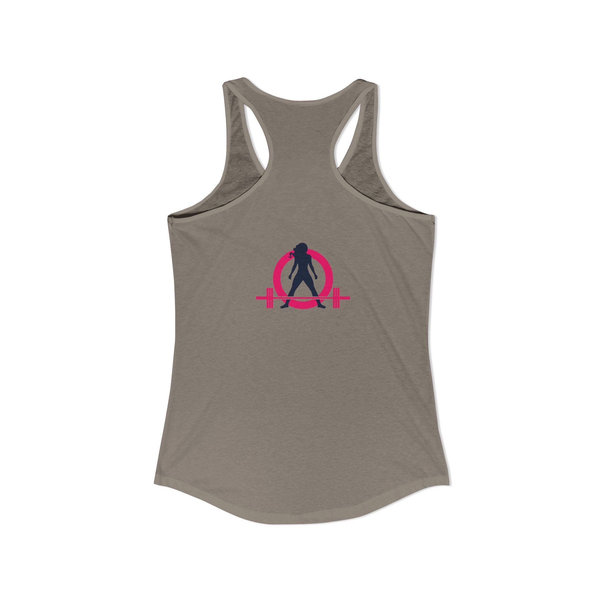 Strong Not Skinny - Color Distressed Logo - Women's Ideal Racerback Tank - Front & Back Print