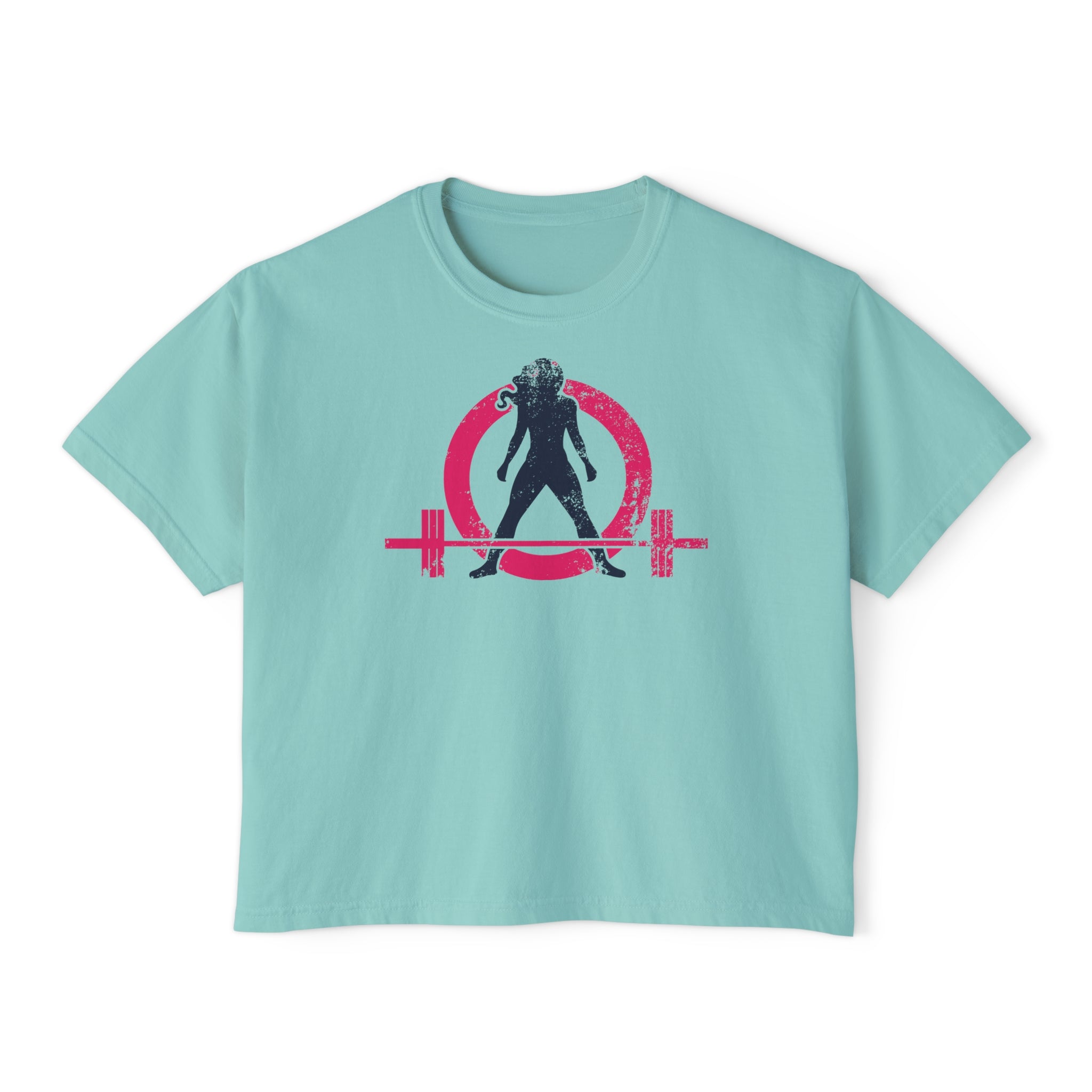 Women's Boxy Tee - Color Distressed Logo Front Plain Back