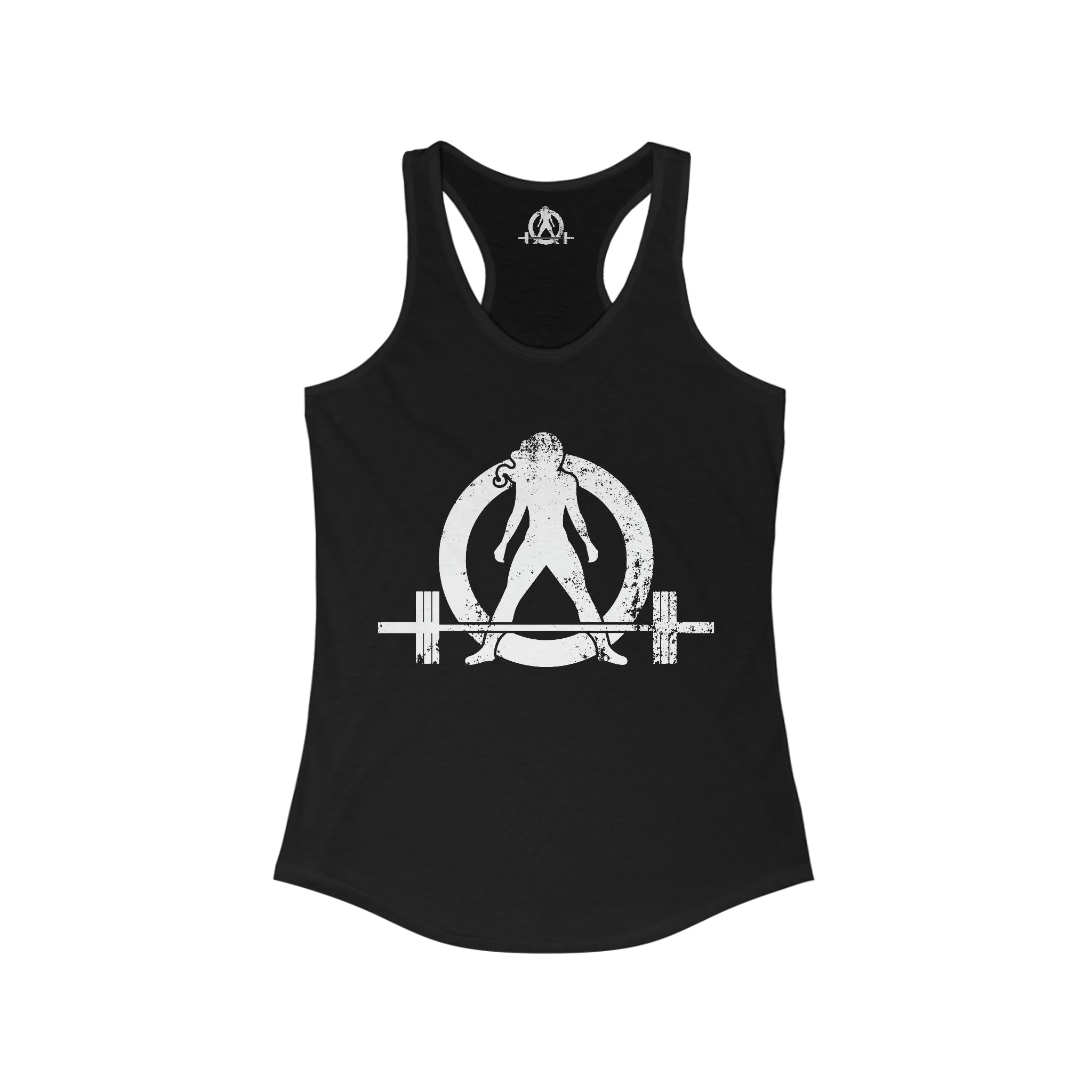 Good Girls Tone, Bad Girls Deadlift - Women's Ideal Racerback Tank - Distressed White Logo