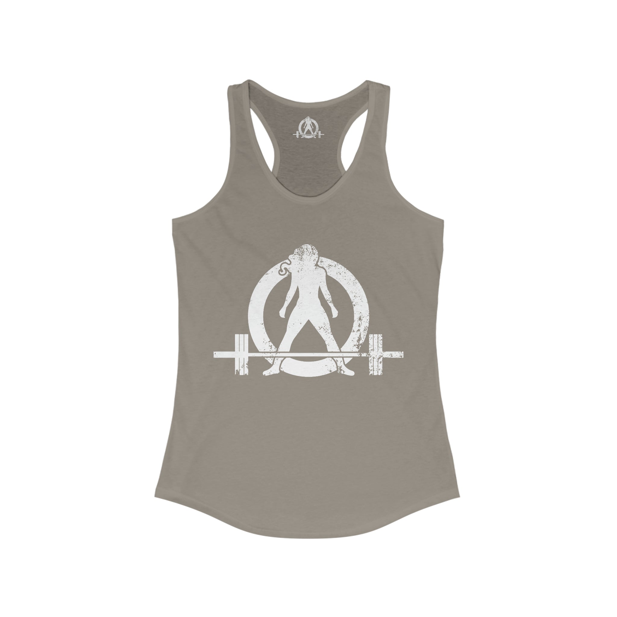 Good Girls Tone, Bad Girls Deadlift - Women's Ideal Racerback Tank - Distressed White Logo