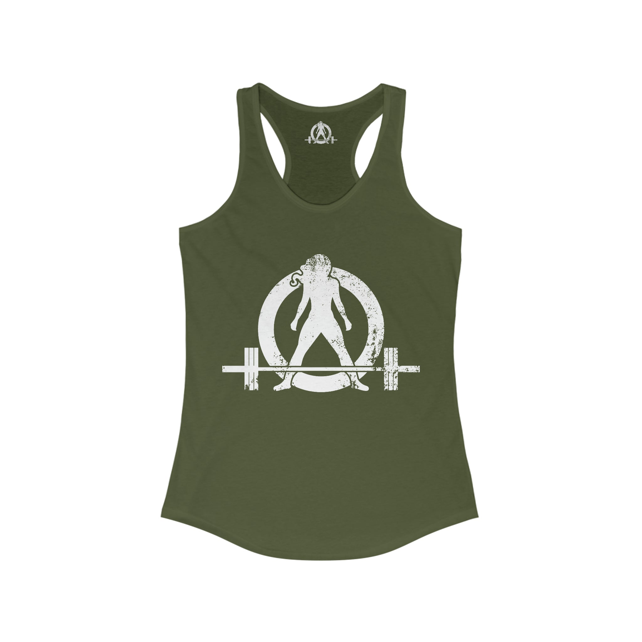 Good Girls Tone, Bad Girls Deadlift - Women's Ideal Racerback Tank - Distressed White Logo