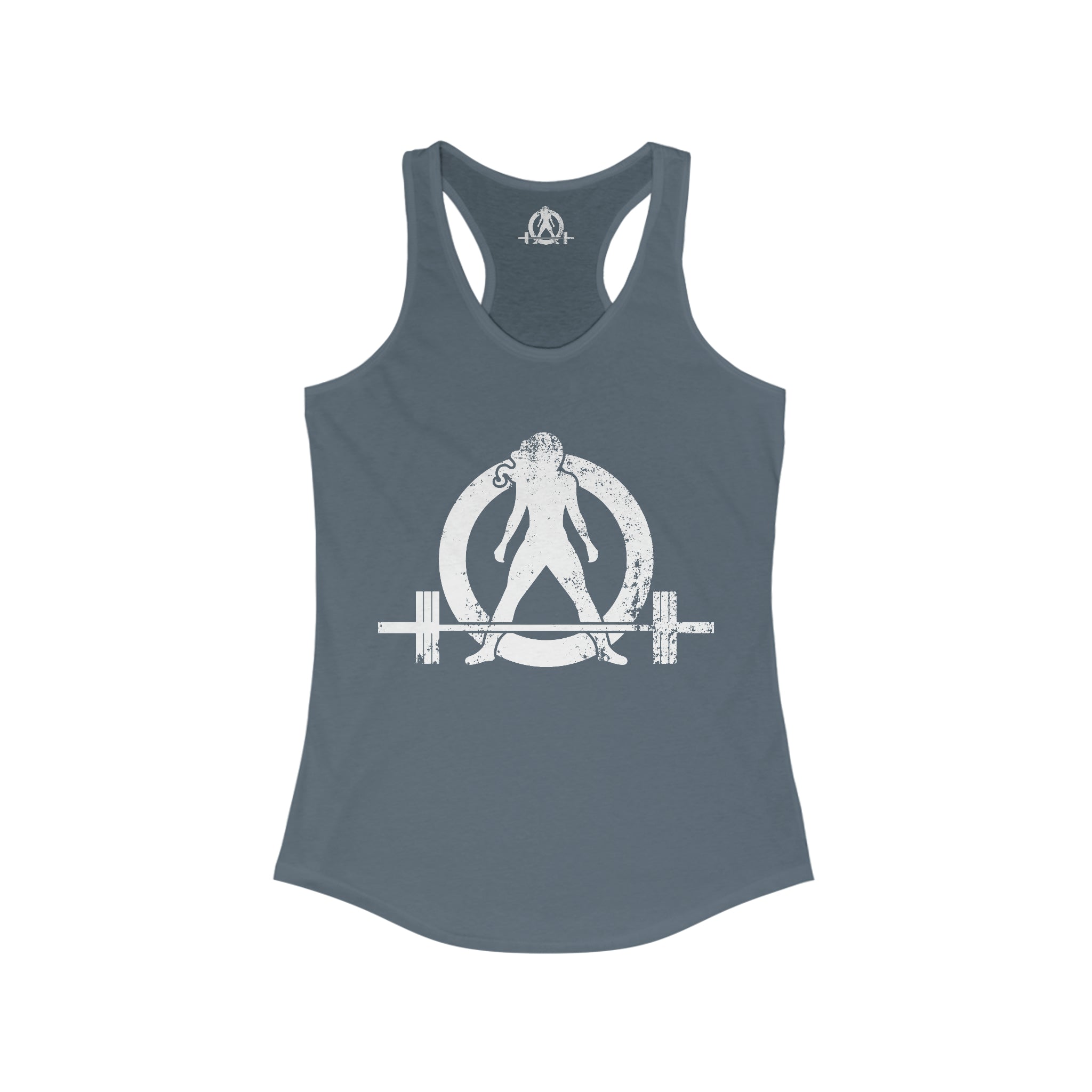 Good Girls Tone, Bad Girls Deadlift - Women's Ideal Racerback Tank - Distressed White Logo