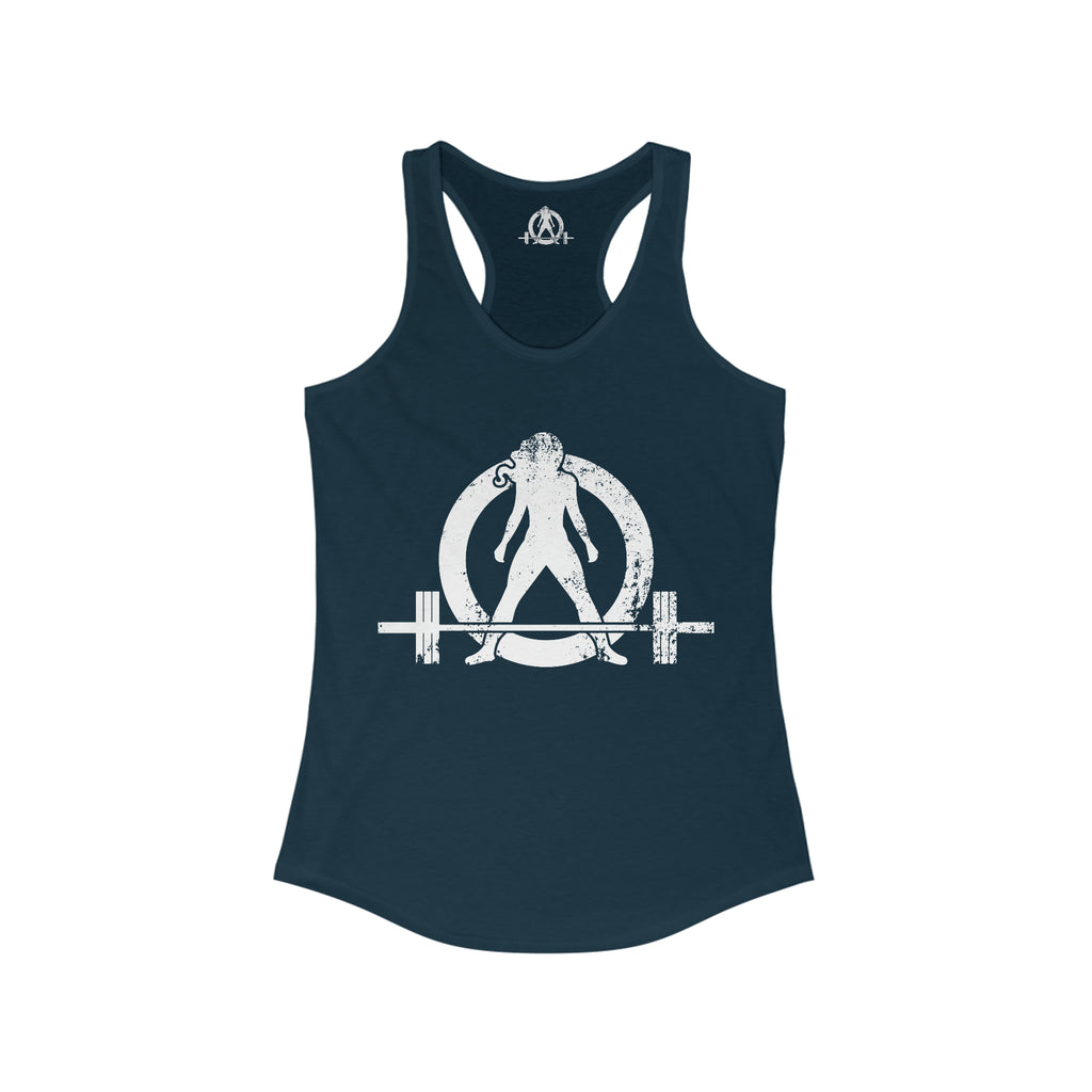 Good Girls Tone, Bad Girls Deadlift - Women's Ideal Racerback Tank - Distressed White Logo
