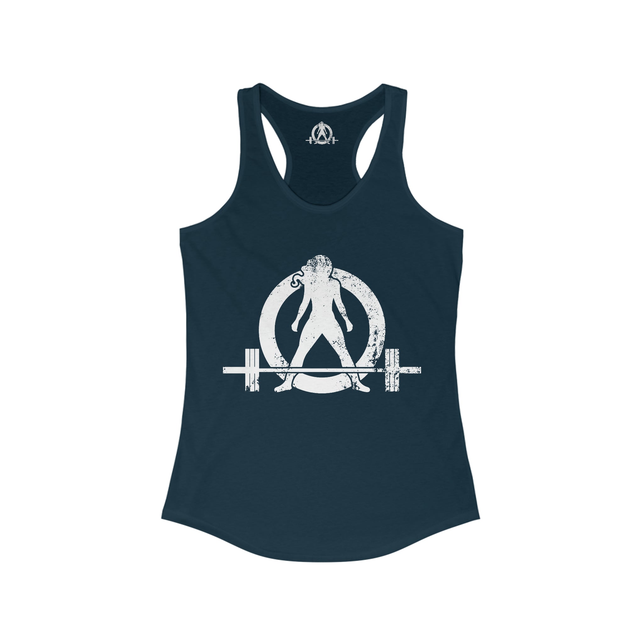 Good Girls Tone, Bad Girls Deadlift - Women's Ideal Racerback Tank - Distressed White Logo