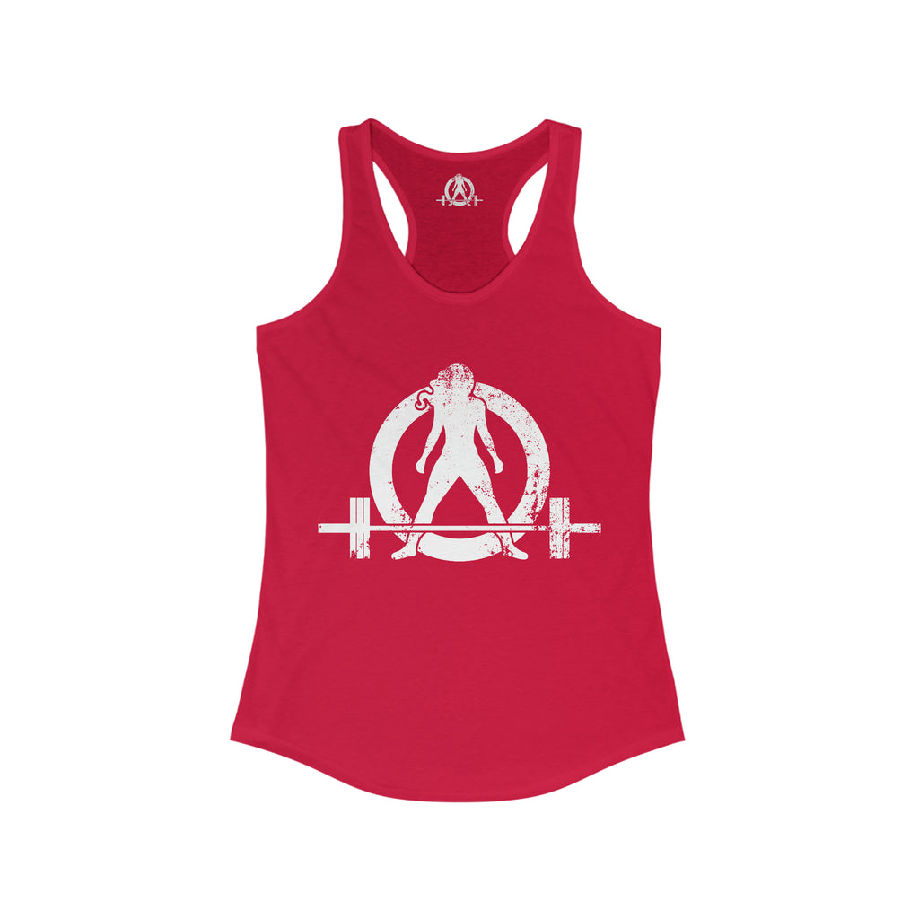Good Girls Tone, Bad Girls Deadlift - Women's Ideal Racerback Tank - Distressed White Logo