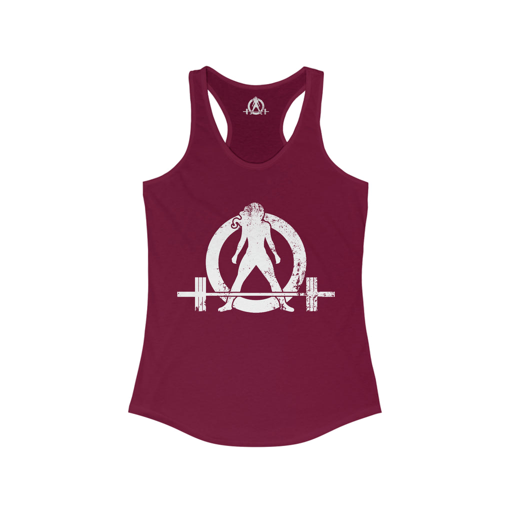 Good Girls Tone, Bad Girls Deadlift - Women's Ideal Racerback Tank - Distressed White Logo