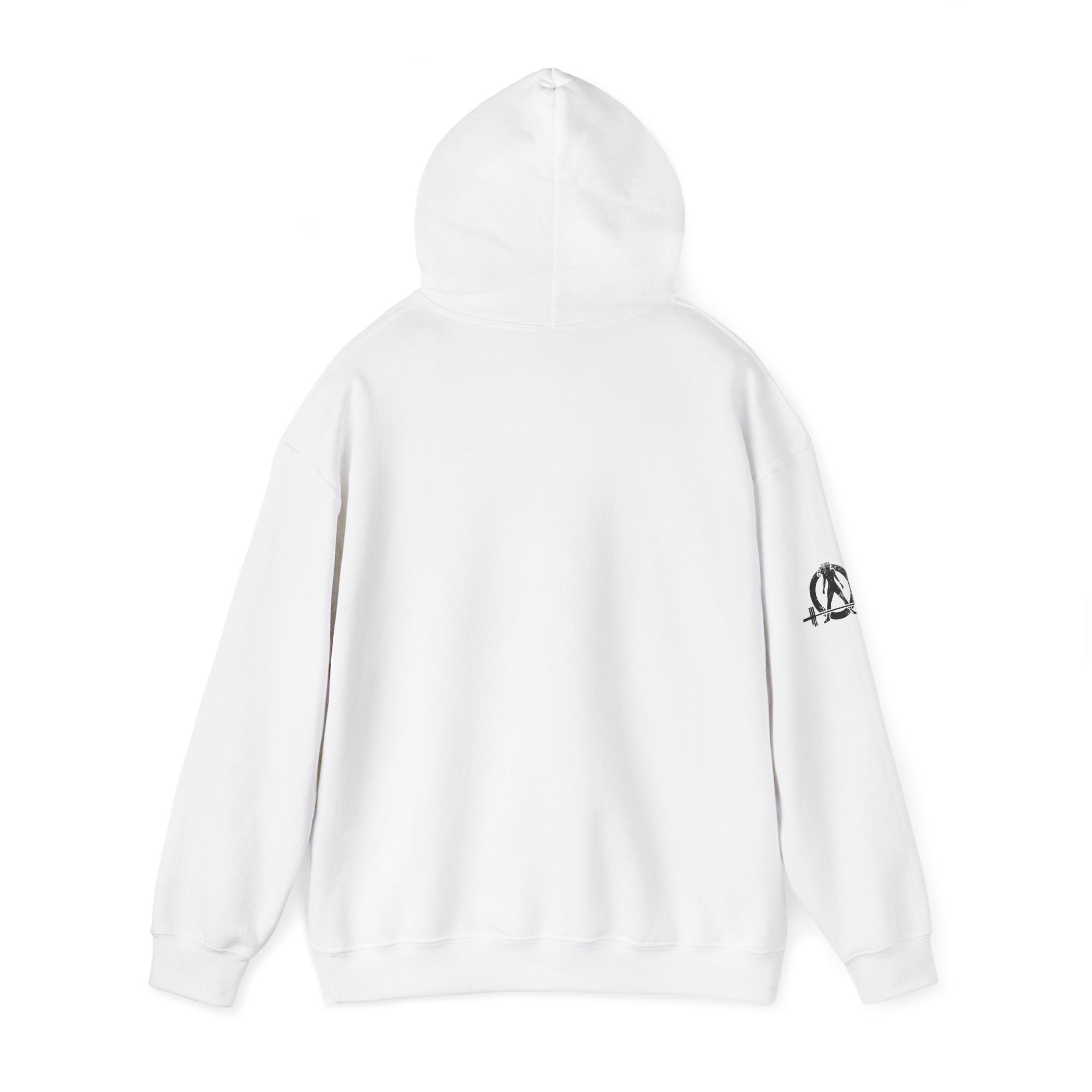 Lift Heavy Swing Fast - Unisex Heavy Blend Hooded Sweatshirt - Black Logo - Right Shoulder - Plain Back