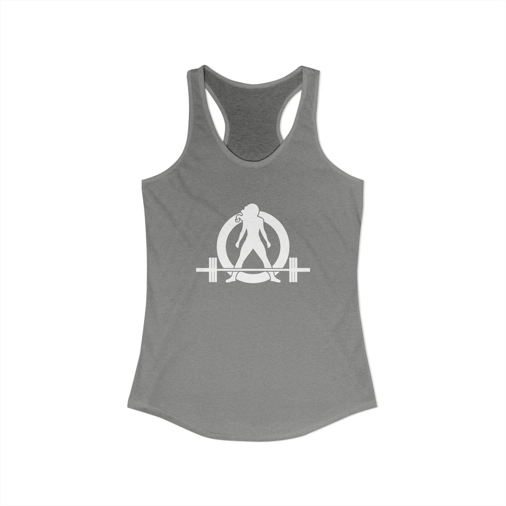25 + 25 = 70 Women's Ideal Racerback Tank - White Print Front & Back