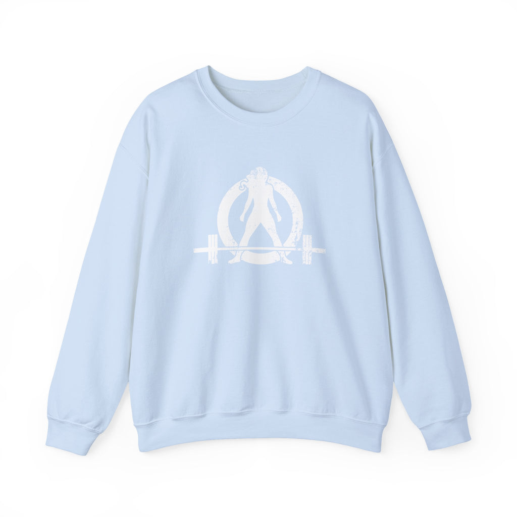 I DON’T WANT TO LOOK SKINNY I WANT TO LOOK LIKE I CAN KICK YOUR ASS - Unisex Heavy Blend™ Crewneck Sweatshirt - Distressed White Logo