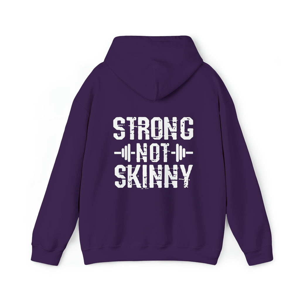 Strong Not Skinny - White Distressed Logo - Unisex Heavy Blend Hooded Sweatshirt