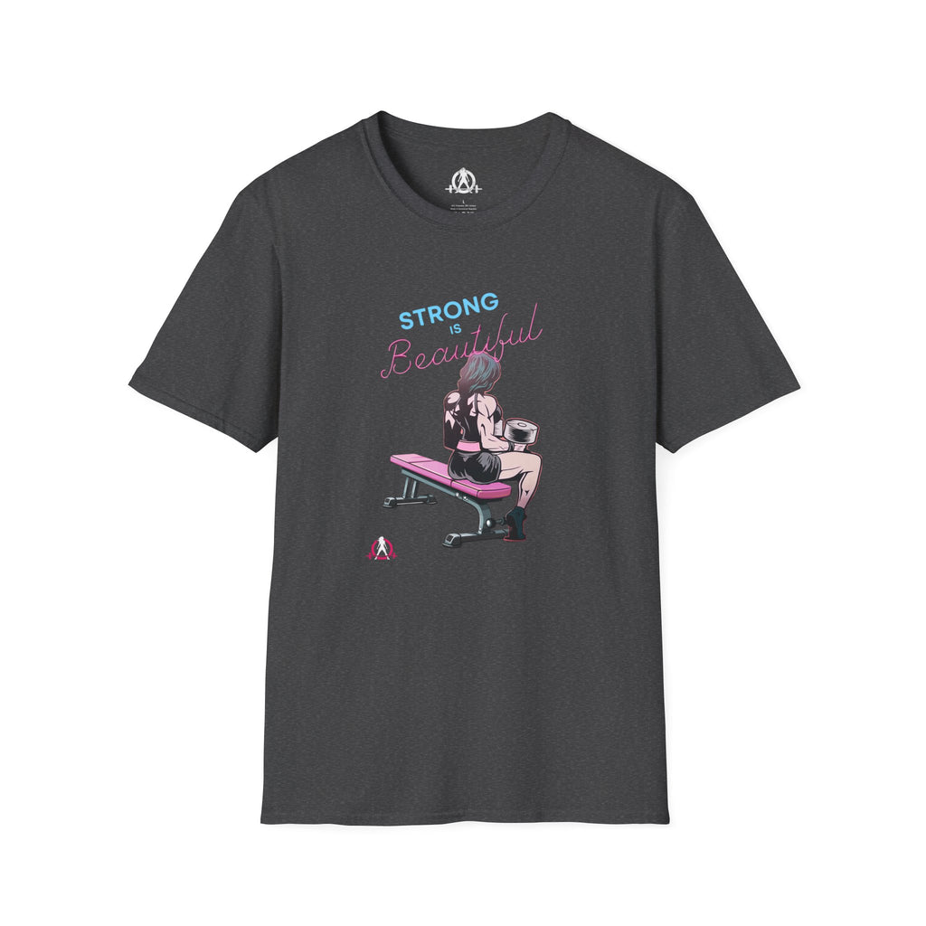 Strong Is Beautiful - Comic - Unisex Softstyle T-Shirt - White Print on Front Plain Back