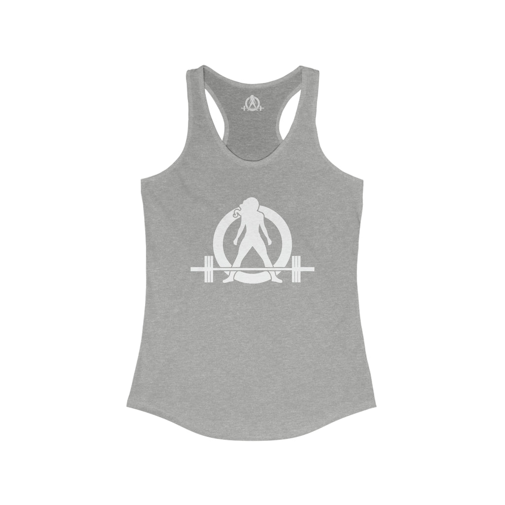 45 + 45 = 135 - Women's Ideal Racerback Tank - White Print Front & Back