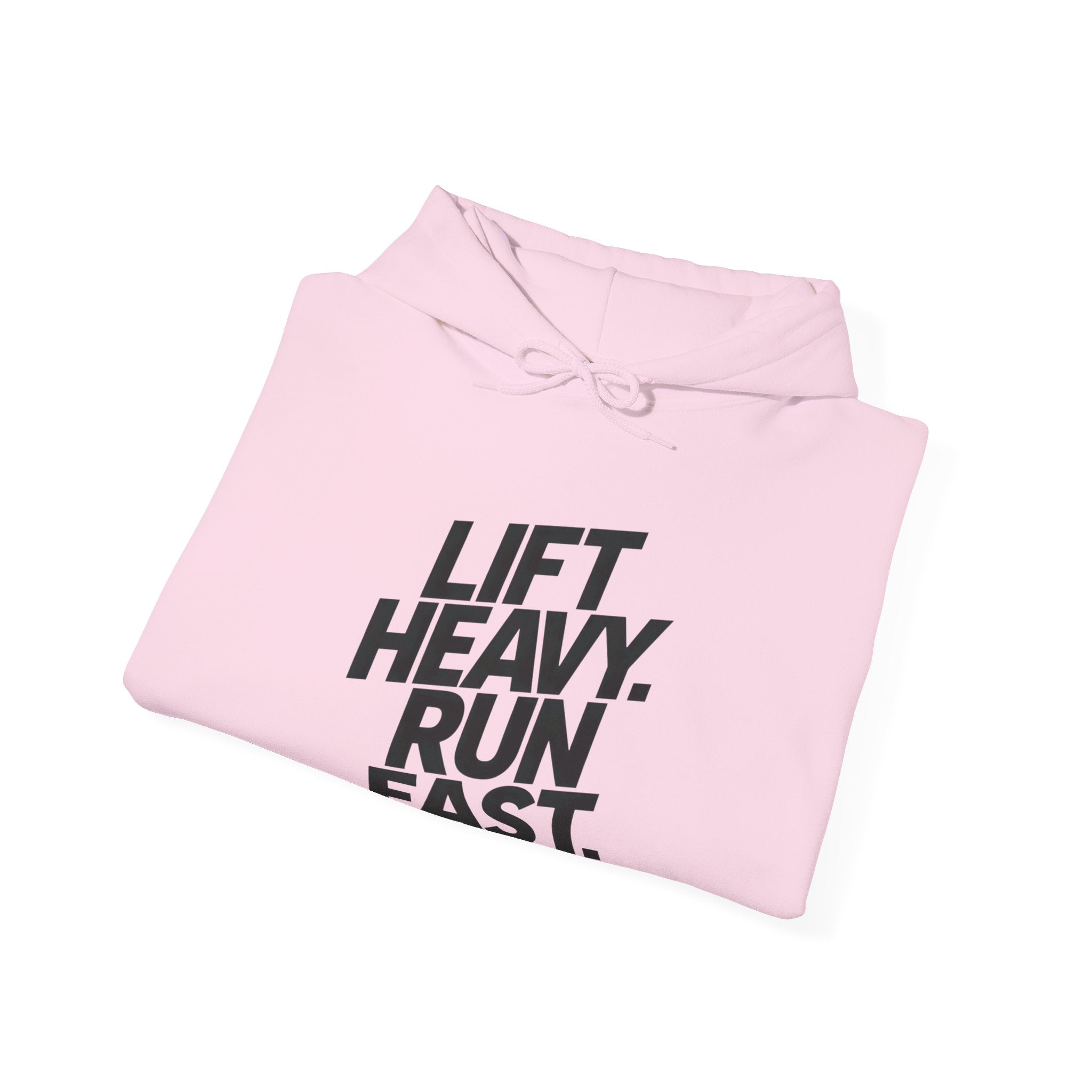 Lift Heavy Run Fast - Unisex Heavy Blend Hooded Sweatshirt  - Front Black Logo
