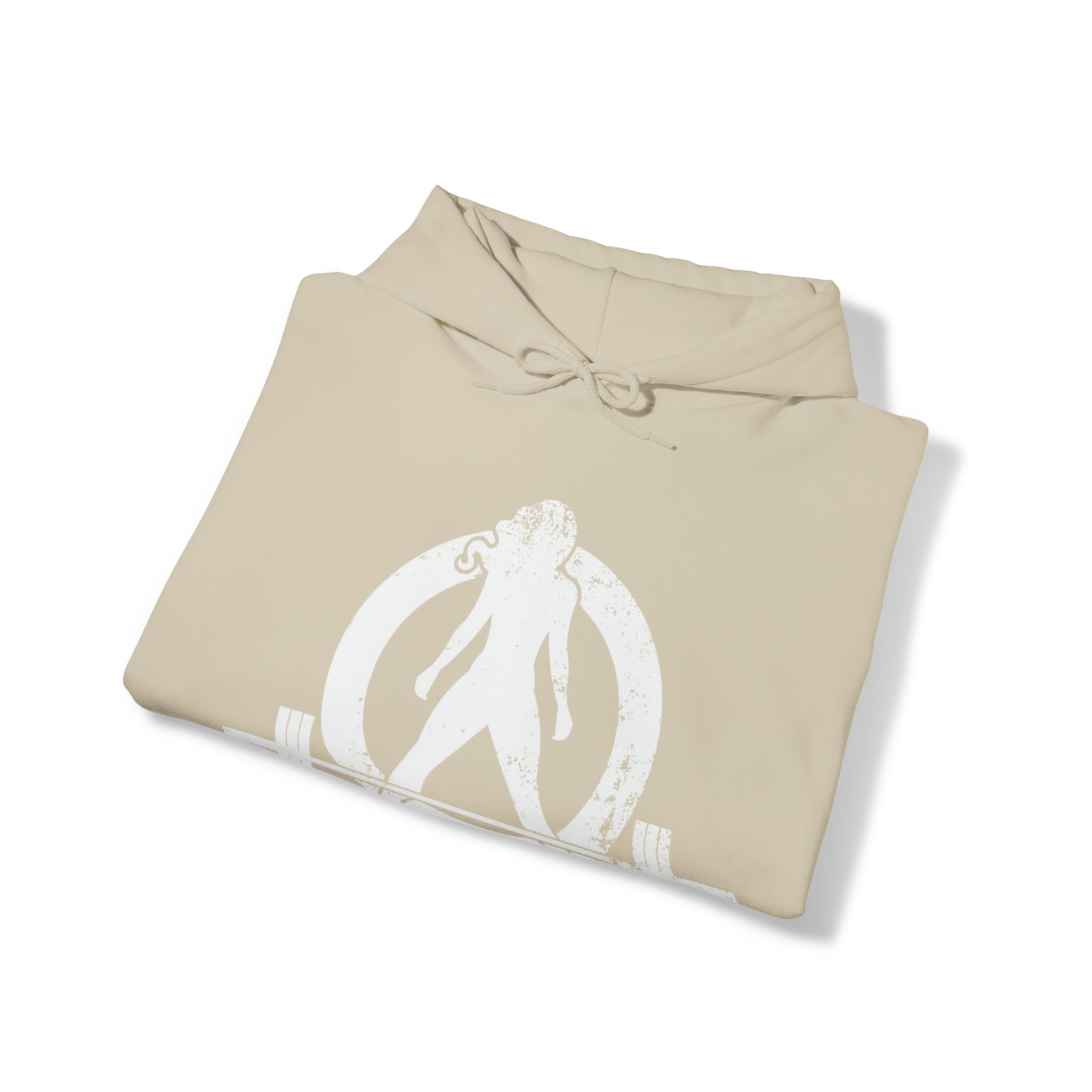Strong Not Skinny - White Distressed Logo - Unisex Heavy Blend Hooded Sweatshirt