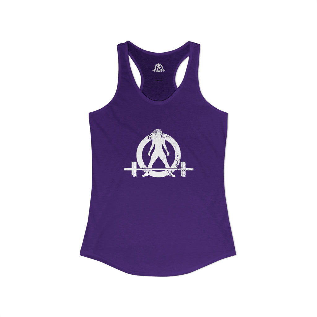 I Could Squat You - Women's Ideal Racerback Tank - White Logo Front & Back