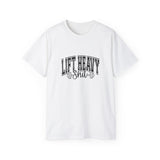 Lift Heavy Shit - Unisex Ultra Cotton Tee - Front Black Logo - Plain Back